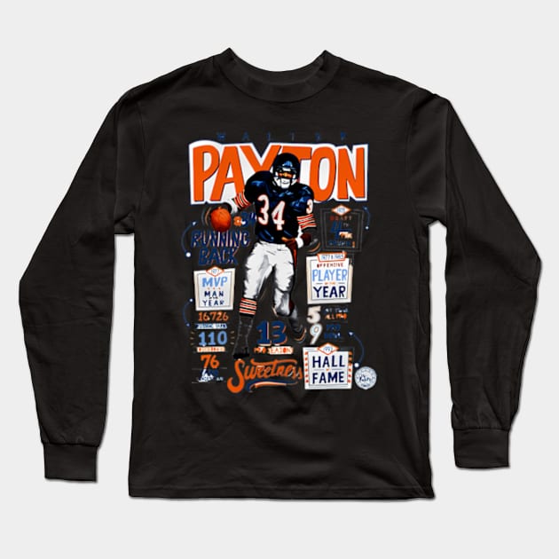 Walter Payton Chicago Stats Long Sleeve T-Shirt by caravalo